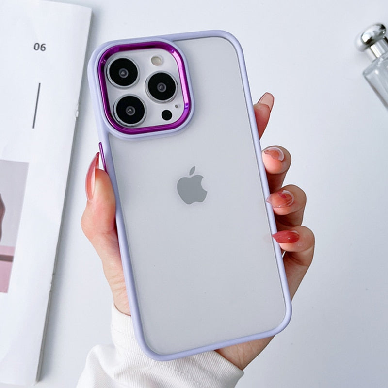 Clear Metal Camera Ring iPhone Case - HoHo Cases For iPhone 11 / Purple