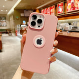 Luxury Silicone iPhone Case with Logo Hole - HoHo Cases For iPhone 13 / Pink