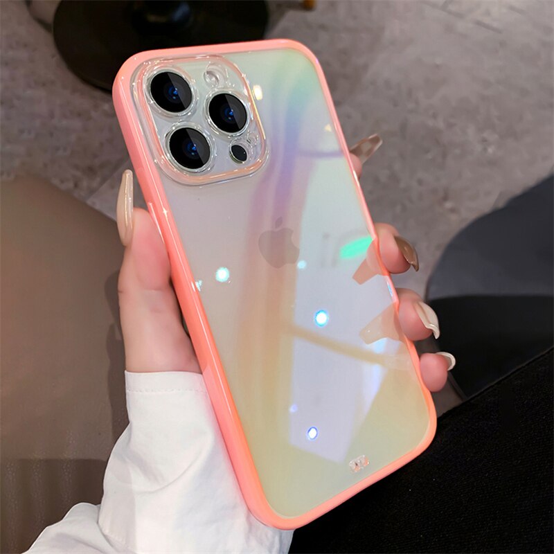 Colorful Transparent iPhone Case - HoHo Cases for iPhone 14 Pro Max / Pink