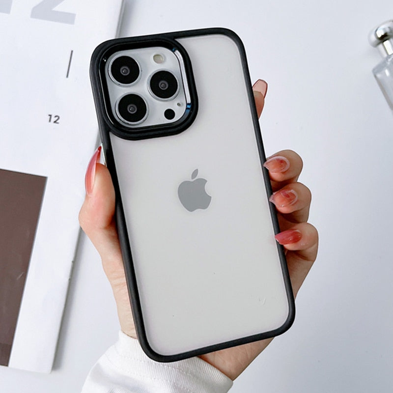 Clear Metal Camera Ring iPhone Case - HoHo Cases For iPhone 11 / Black