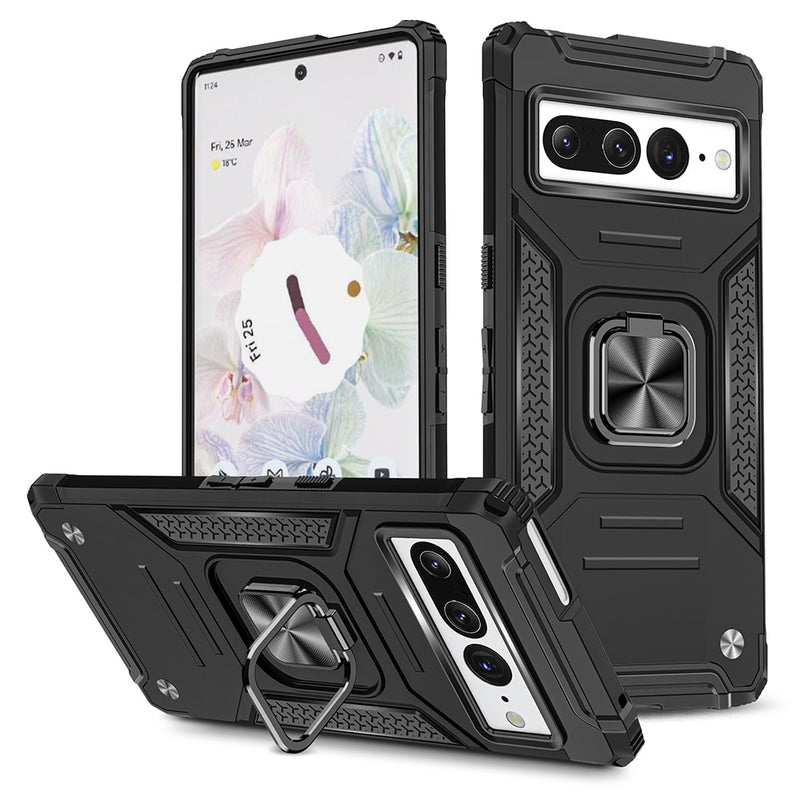 Magnetic Armor Matte Google Pixel Case with Ring - HoHo Cases For Google Pixel 5 / Black