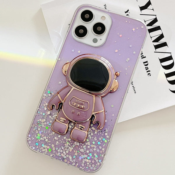 Glitter 3D Astronaut iPhone Case - HoHo Cases For iPhone 14 Plus / Purple