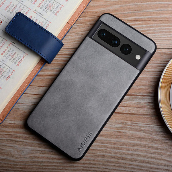 Silk Touch Matte Leather Google Pixel Case - HoHo Cases Google Pixel 7 Pro / Light Grey