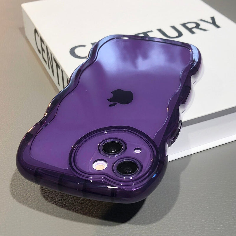 Cute Transparent Silicone Bumper iPhone Case - HoHo Cases For iPhone 14 / Dark Purple