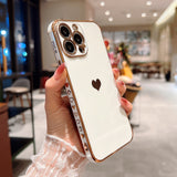 Heart Pattern Luxury Plating iPhone Case - HoHo Cases For iPhone 13 Mini / White