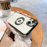 Transparent iPhone Case with Logo Hole - HoHo Cases For iPhone 13 Pro Max / Green