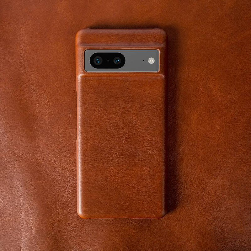 Luxury Oil Wax Genuine Leather Google Pixel Case - HoHo Cases For Google Pixel 7 / Brown