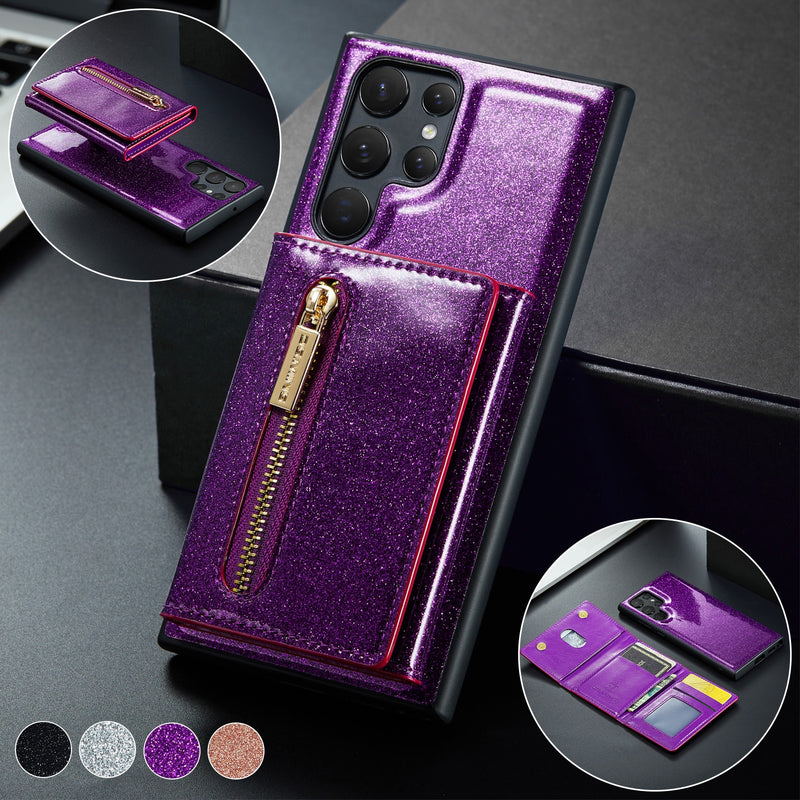 Glitter Leather Detachable Cards Samsung Galaxy Case - HoHo Cases