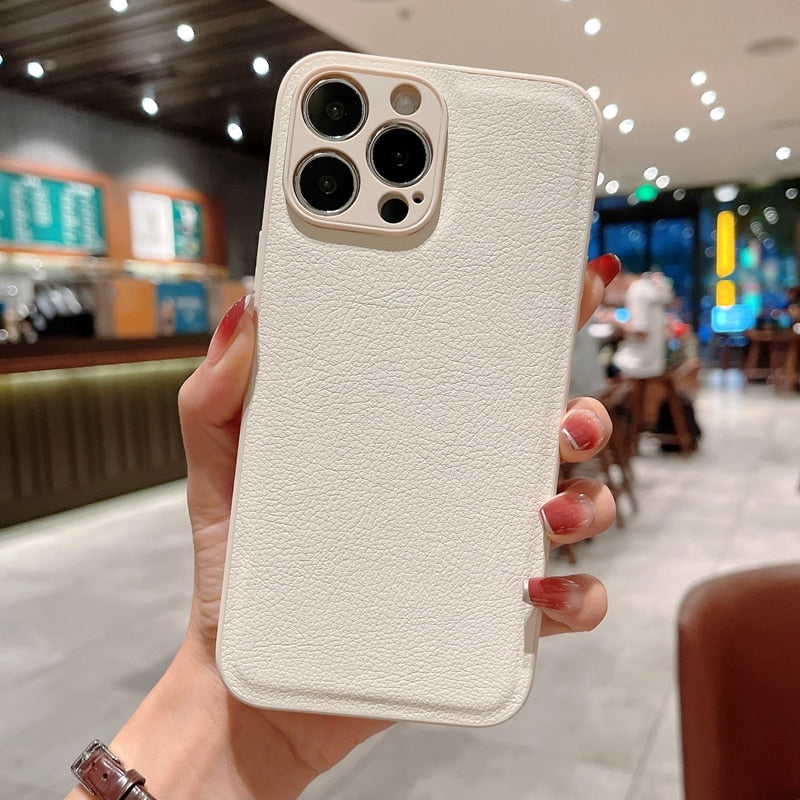 Luxury Leather Textured iPhone Case - HoHo Cases for iPhone 11 / White