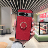 Stylish Leather Google Pixel Case with Magnetic Ring - HoHo Cases For Google Pixel 7 / Red