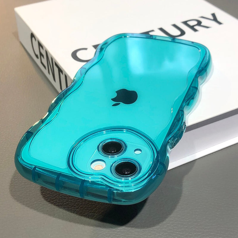 Cute Transparent Silicone Bumper iPhone Case - HoHo Cases For iPhone 14 / Blue