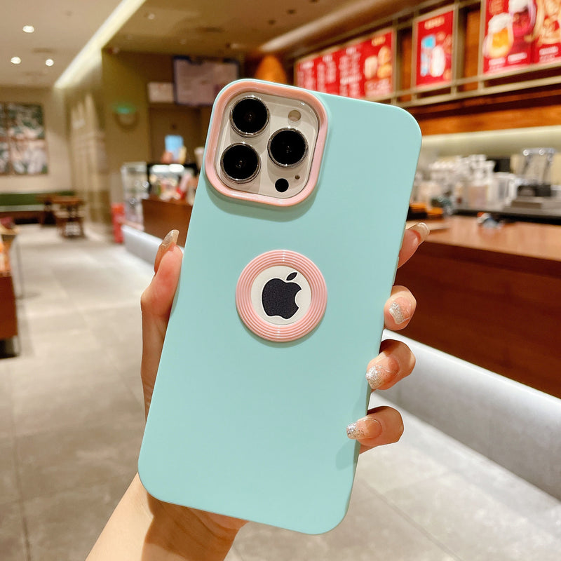 Luxury Silicone iPhone Case with Logo Hole - HoHo Cases For iPhone 13 / Cyan