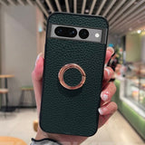 Stylish Leather Google Pixel Case with Magnetic Ring - HoHo Cases For Google Pixel 7 / Dark Green