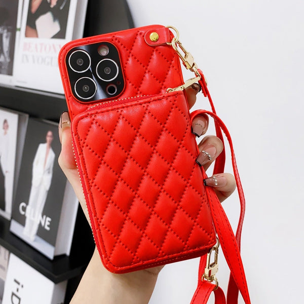 Zipper Wallet Leather iPhone Case - HoHo Cases For iPhone 14 Pro Max / Red