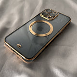 6D Plating Clear MagSafe iPhone Case - HoHo Cases For iPhone 12 / Black
