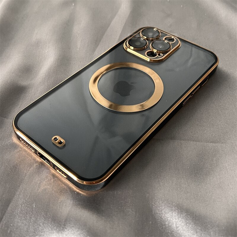 6D Plating Clear MagSafe iPhone Case - HoHo Cases For iPhone 12 / Black