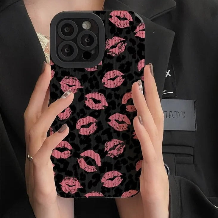 Fashion Pink-Lip Leopard Print iPhone Case - HoHo Cases