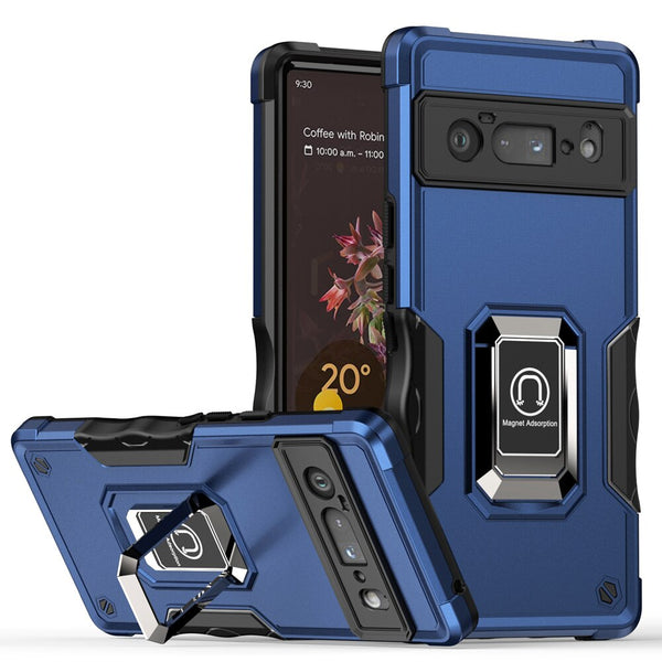 Shockproof Armor Google Pixel Case with Metal Ring Stand - HoHo Cases For Google Pixel 6 / Navy Blue