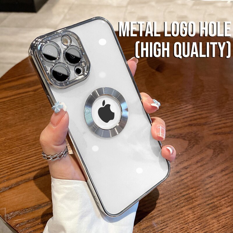 Modern Clear Logo Hole iPhone Case - HoHo Cases