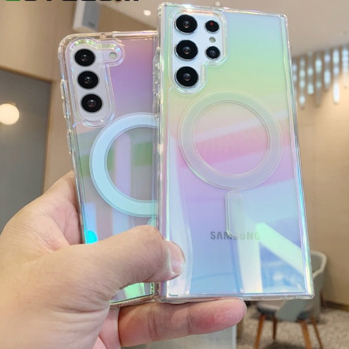 Laser Gradient Clear MagSafe Samsung Galaxy Case - HoHo Cases