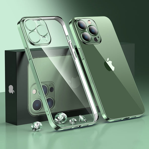 Dark Green Luxury Transparent iPhone Case - HoHo Cases For iPhone 13 Pro MAX / Dark Green