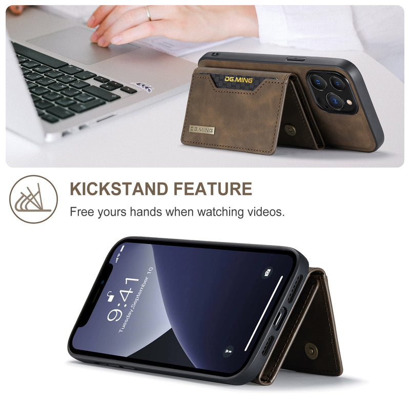 Stylist Leather Magnetic iPhone Case with Wallet Holder - HoHo Cases