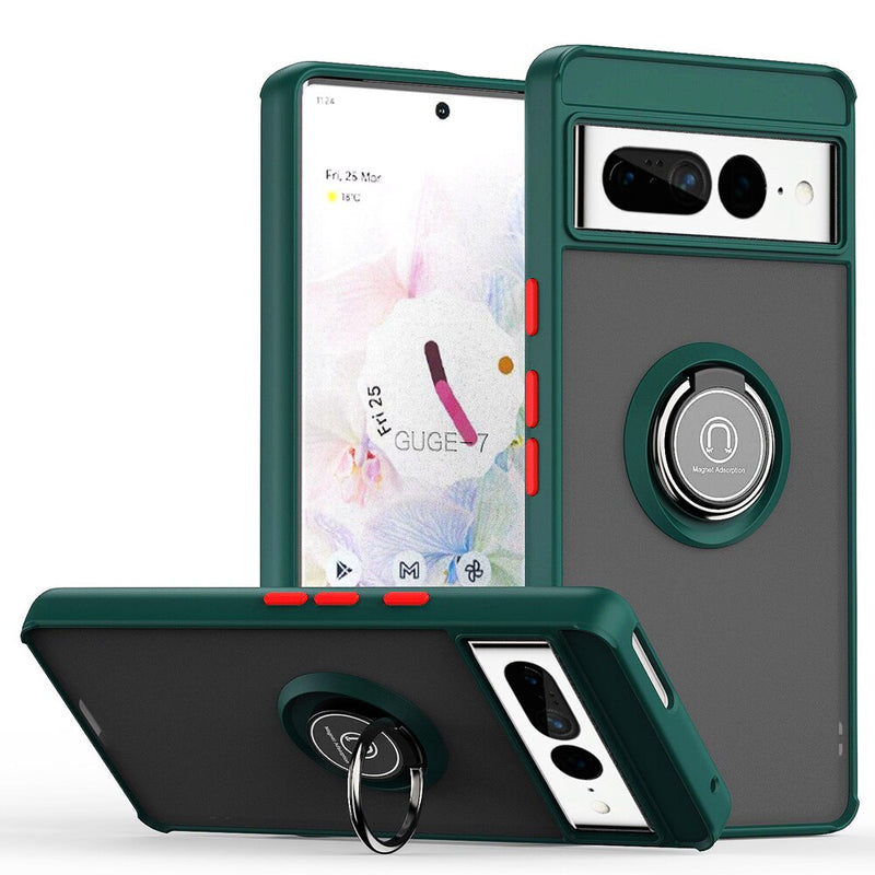 Fashion Matte Google Pixel Case with Ring Stand - HoHo Cases For Google Pixel 7 / Dark Green