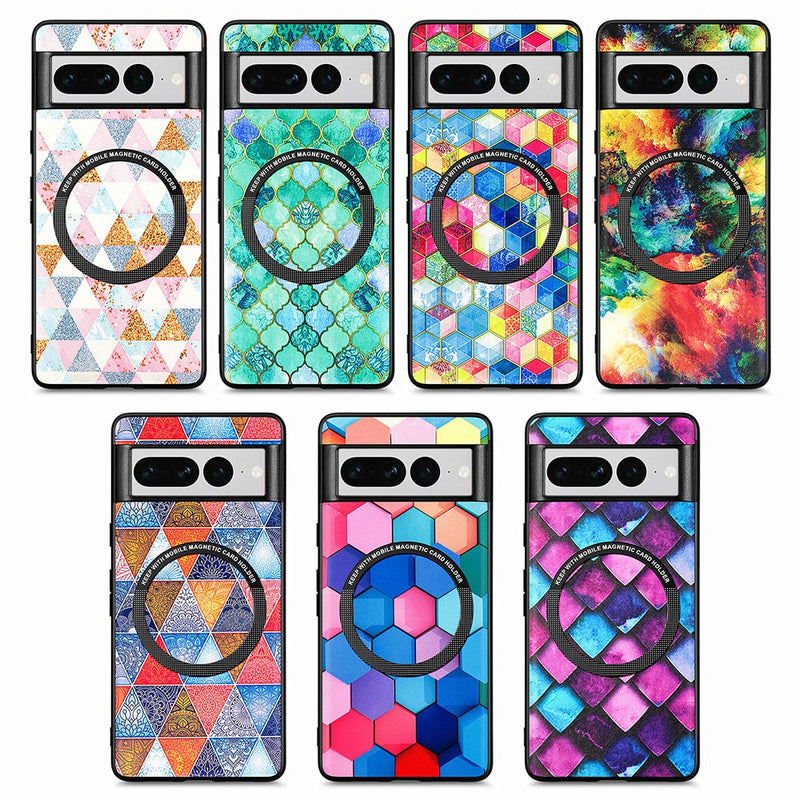 Colorful Leather Google Pixel Case with Magnetic Holder - HoHo Cases