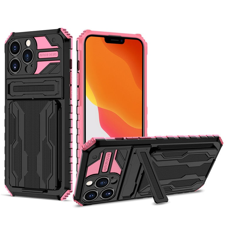 Armor iPhone Case with Detachable Wallet - HoHo Cases iPhone 13 Pro Max / Pink