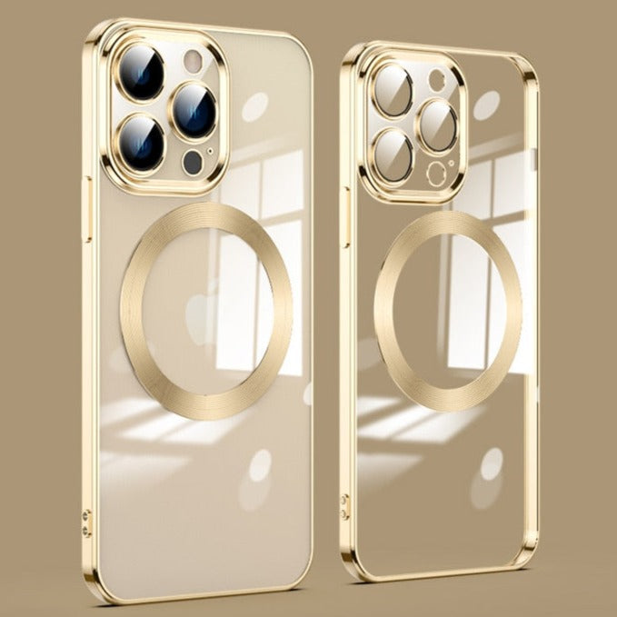 Luxury Transparent Plating Magsafe iPhone Case - HoHo Cases For iPhone 13 Mini / Gold