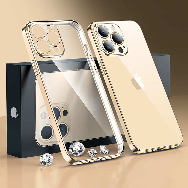 Privacy Case Gold Gold Luxury Transparent iPhone Case | HoHo Cases