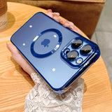 Transparent MagSafe Plating iPhone Case - HoHo Cases For iPhone 11 / Blue