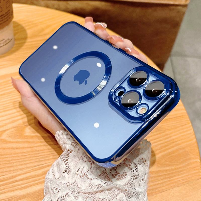 Transparent MagSafe Plating iPhone Case - HoHo Cases For iPhone 11 / Blue