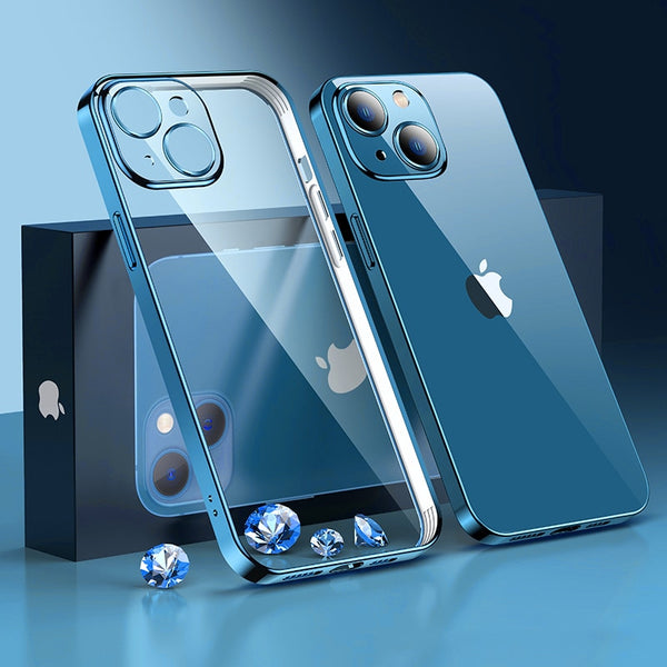 Blue Luxury Transparent iPhone Case - HoHo Cases For iPhone 13 Pro MAX / Blue
