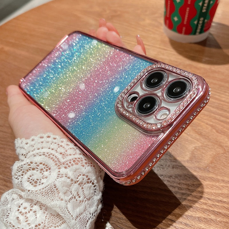 Glitter Rainbow Gradient iPhone Case - HoHo Cases For iPhone 8 / Pink