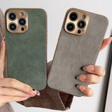 Electroplated Frame Lambskin iPhone Case - HoHo Cases