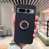 Stylish Leather Google Pixel Case with Magnetic Ring - HoHo Cases For Google Pixel 7 / Black
