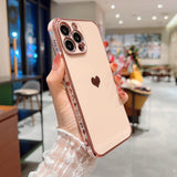 Heart Pattern Luxury Plating iPhone Case - HoHo Cases For iPhone 13 Mini / Pink