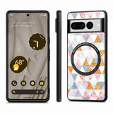 Colorful Leather Google Pixel Case with Magnetic Holder - HoHo Cases For Google Pixel 7 Pro / Nordic Rhombus