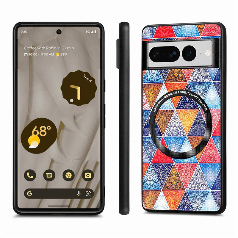 Colorful Leather Google Pixel Case with Magnetic Holder - HoHo Cases For Google Pixel 7 Pro / Diamonds