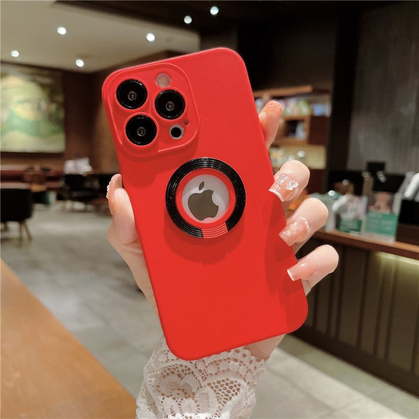 Matte Logo Hole iPhone Case with Ring Holder - HoHo Cases For iPhone 14 Pro Max / A