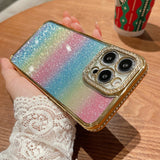 Glitter Rainbow Gradient iPhone Case - HoHo Cases For iPhone 8 / Gold