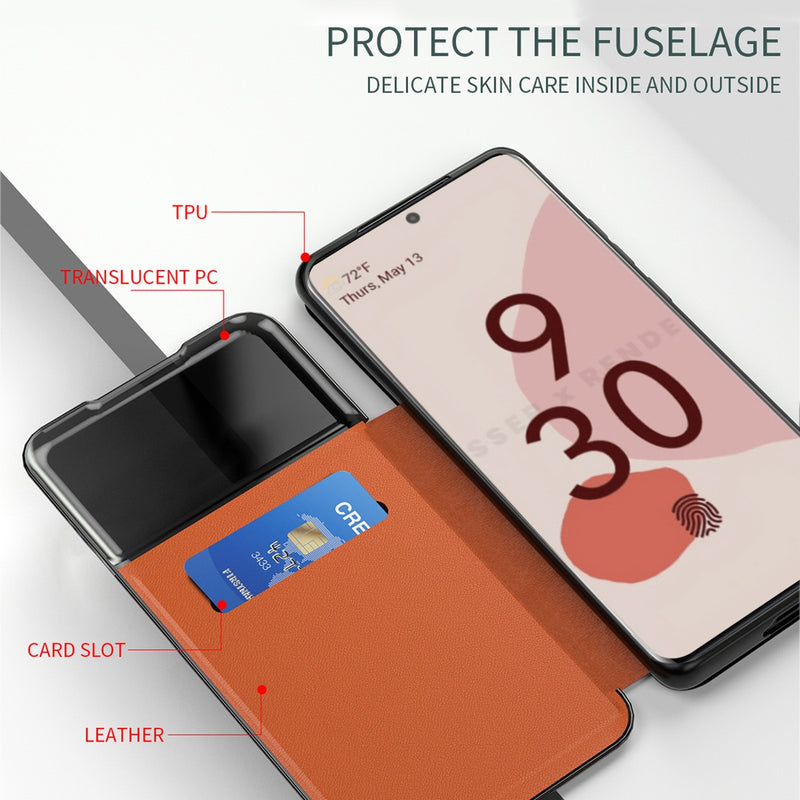 Smart Sleep Window-View Leather Google Pixel Case
