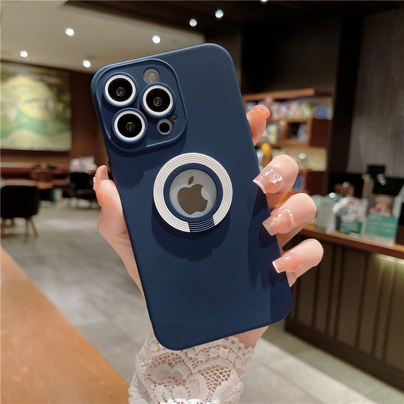 Matte Logo Hole iPhone Case with Ring Holder - HoHo Cases For iPhone 11 / B