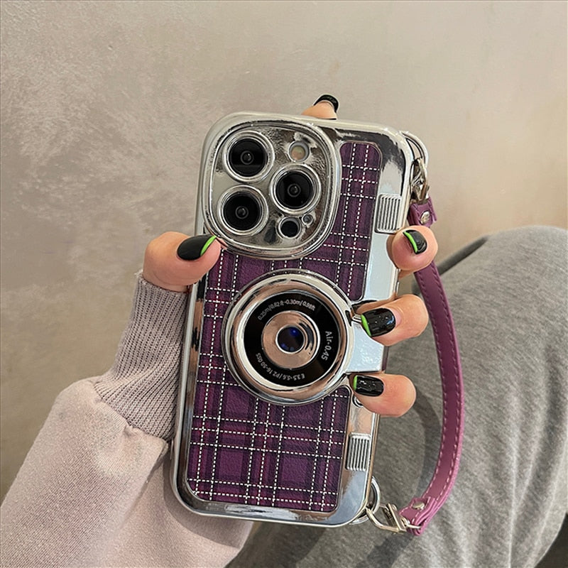 Vintage Plaid Camera Handbag iPhone Case - HoHo Cases