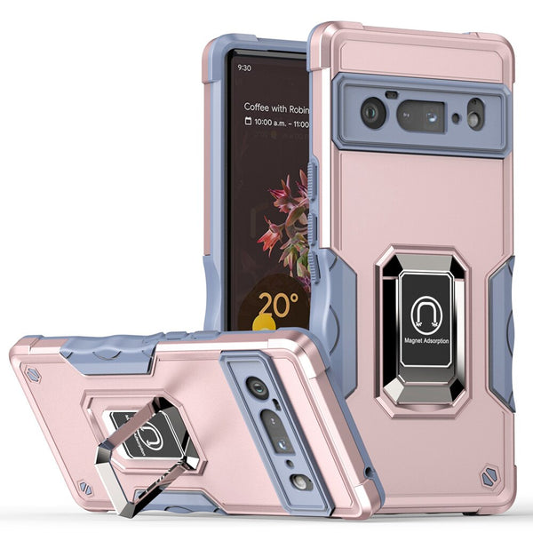 Shockproof Armor Google Pixel Case with Metal Ring Stand - HoHo Cases For Google Pixel 6 / Rose Gold