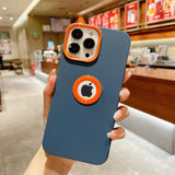 Luxury Silicone iPhone Case with Logo Hole - HoHo Cases For iPhone 13 / Navy