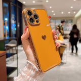 Heart Pattern Luxury Plating iPhone Case - HoHo Cases For iPhone 13 Mini / Brown