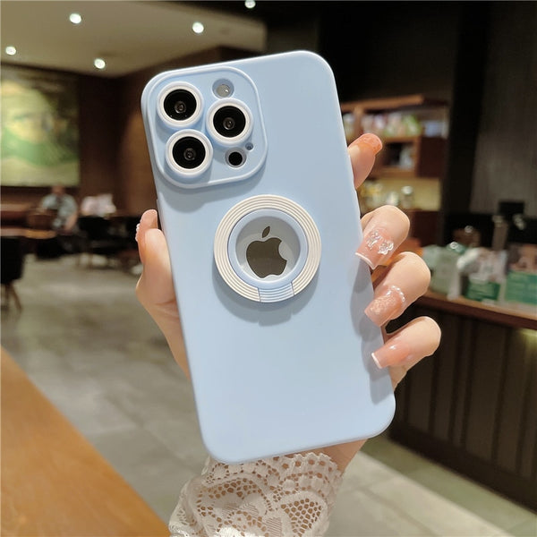 Matte Logo Hole iPhone Case with Ring Holder - HoHo Cases For iPhone 14 Pro Max / H