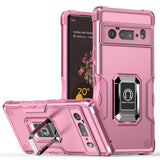 Shockproof Armor Google Pixel Case with Metal Ring Stand - HoHo Cases For Google Pixel 6 / Pink Red